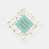 Turquoise Tangerine Cirkels en lijnen Servet (Hoek)