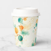 Turquoise tangerine cirkels papieren bekers (Achterkant)
