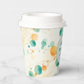 Turquoise tangerine cirkels papieren bekers (Rechts)