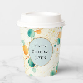 Turquoise tangerine cirkels papieren bekers