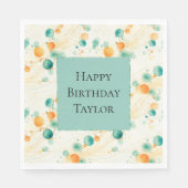 Turquoise tangerine cirkels servet (Voorkant)