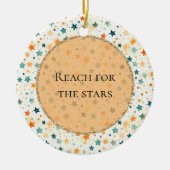 Turquoise tangerine grillige sterren keramisch ornament (Voorkant)