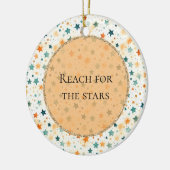 Turquoise tangerine grillige sterren keramisch ornament (Links)