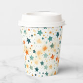 Turquoise tangerine sterren papieren bekers (Achterkant)