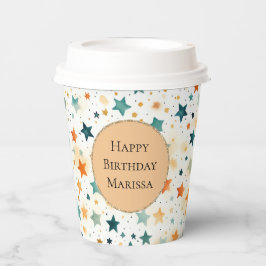 Turquoise tangerine sterren papieren bekers