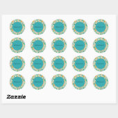 Turquoise Tangerine Zebra Abstract Ronde Sticker (Vel)