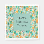 Turquoise Tangerine Zebra Abstract Servet (Voorkant)