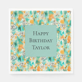 Turquoise Tangerine Zebra Abstract Servet