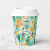 Turquoise Tangerine Zebra Papieren Bekers (Achterkant)
