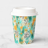 Turquoise Tangerine Zebra Papieren Bekers (Rechts)