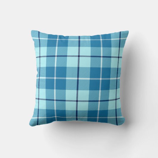 Turquoise Tartan Plaid Kussen (Achterkant)