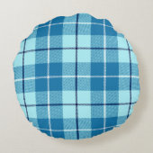 Turquoise Tartan Plaid Rond Kussen (Achterkant)