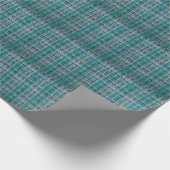 Turquoise tartan stof, gestructureerde achtergrond cadeaupapier (Hoek)