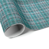 Turquoise tartan stof, gestructureerde achtergrond cadeaupapier (Rol Hoek)
