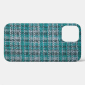 Turquoise tartan stof, gestructureerde achtergrond Case-Mate iPhone case (Achterkant (horizontaal))