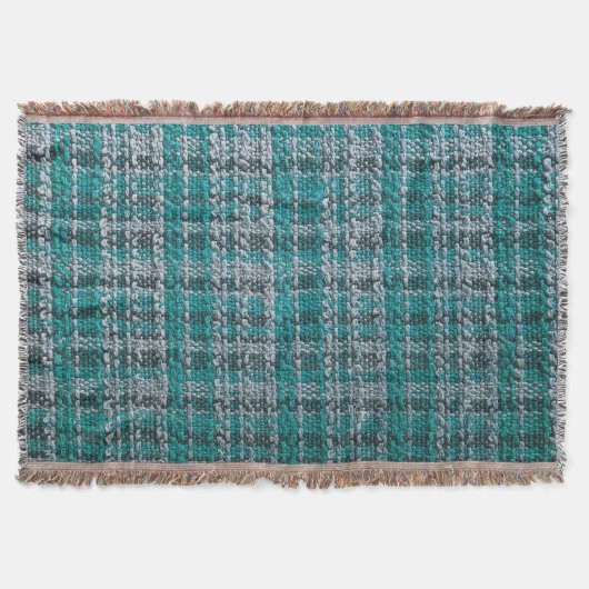 Turquoise tartan stof, gestructureerde achtergrond deken (Voorkant)