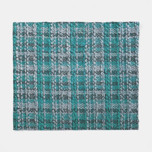 Turquoise tartan stof, gestructureerde achtergrond fleece deken (Voorkant (Horizontaal))