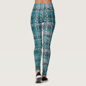 Turquoise tartan stof, gestructureerde achtergrond leggings (Achterkant)