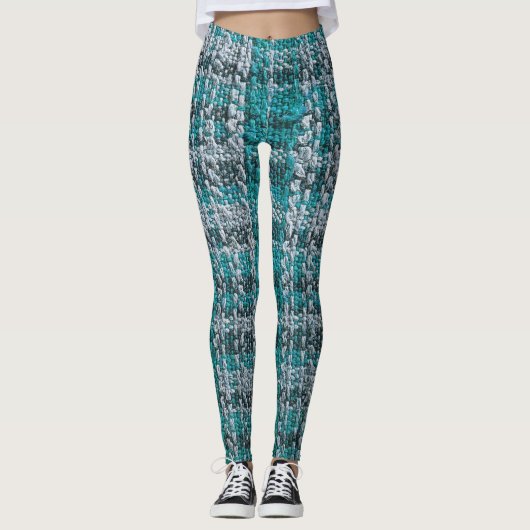 Turquoise tartan stof, gestructureerde achtergrond leggings (Voorkant)