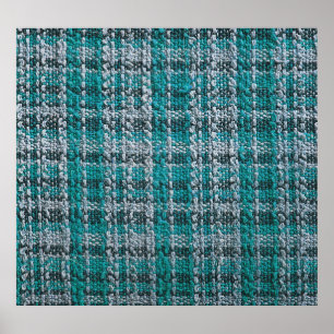 Turquoise tartan stof, gestructureerde achtergrond poster