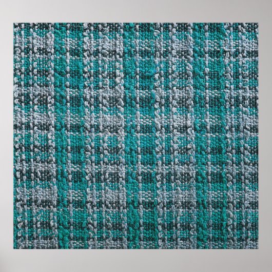 Turquoise tartan stof, gestructureerde achtergrond poster (Voorkant)