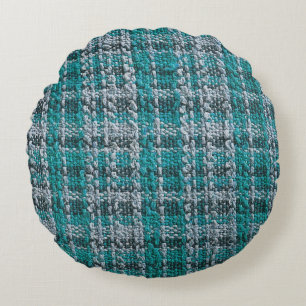 Turquoise tartan stof, gestructureerde achtergrond rond kussen