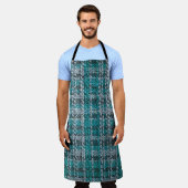 Turquoise tartan stof, gestructureerde achtergrond schort (Gedragen)