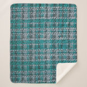 Turquoise tartan stof, gestructureerde achtergrond sherpa deken (Voorkant)