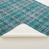 Turquoise tartan stof, gestructureerde achtergrond sherpa deken (3/4)