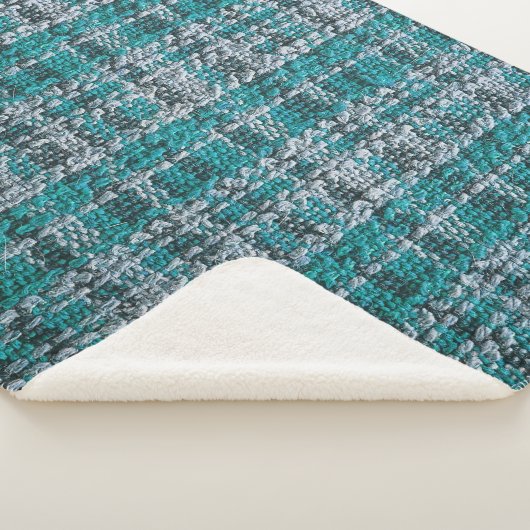 Turquoise tartan stof, gestructureerde achtergrond sherpa deken (3/4)