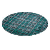 Turquoise tartan stof, gestructureerde achtergrond snijplank (Hoek)
