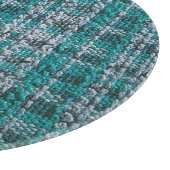 Turquoise tartan stof, gestructureerde achtergrond snijplank (Hoek)