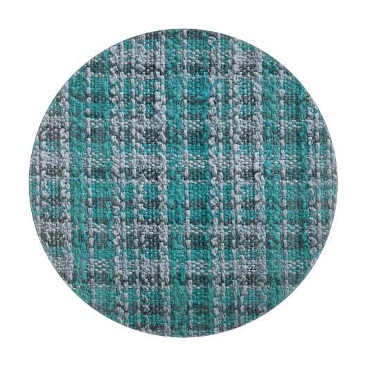 Turquoise tartan stof, gestructureerde achtergrond snijplank (Voorkant)