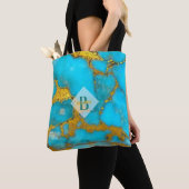 Turquoise TAS Marble GOLD Glitter - Gepersonalisee (Dichtbij)