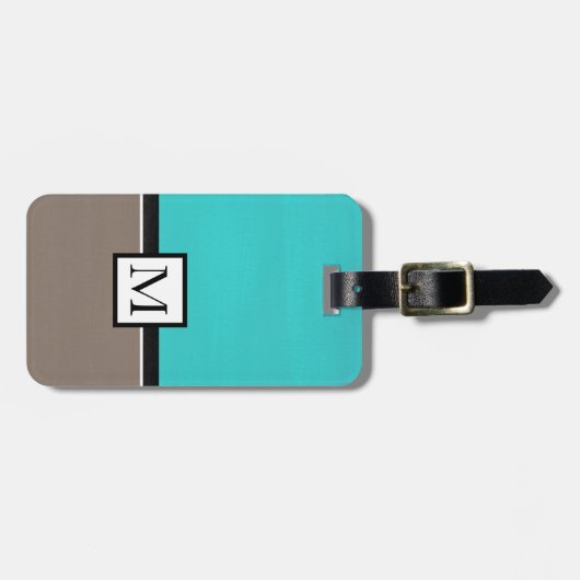 Turquoise Taupe Modern Bagagelabel (Voorkant horizontaal)