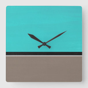 Turquoise Taupe Modern Vierkante Klok
