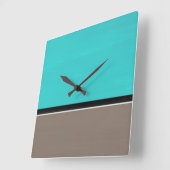 Turquoise Taupe Modern Vierkante Klok (Hoek)