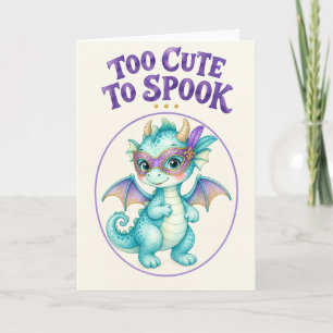 Turquoise Te Cute om Halloween Draak te Laten Schr Kaart
