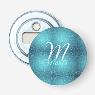 Turquoise teal agaat aqua monogram voeg letter tek button flesopener