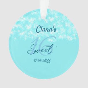 Turquoise teal agaat sweet 16 verjaardag naam toev ornament