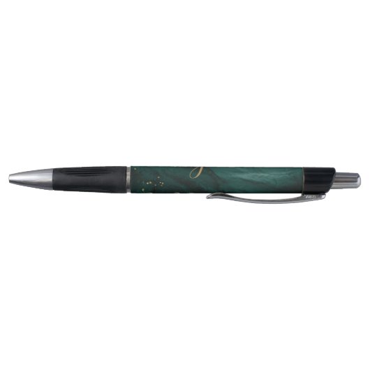Turquoise Teal Agate Goud Glitter Script Monogram Pen (Bodem)