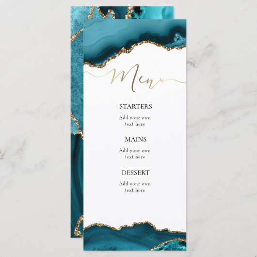 turquoise teal agate Menu (Voorkant / Achterkant)