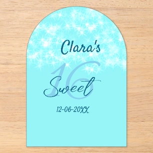 Turquoise teal agate sweet 16 verjaardag naam toev acryl uitnodigingen