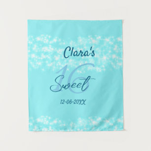 Turquoise teal agate sweet 16 verjaardag naam toev wandkleed