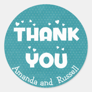 Turquoise Teal Bedankt Stippen Persoonlijk Ronde Sticker