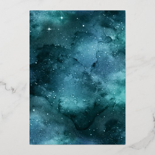 Turquoise Teal Bloem Vlinder Quinceanera Goud Folie Uitnodiging (Achterkant)