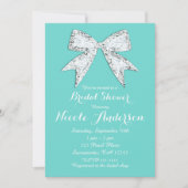 Turquoise Teal Diamant Glitters Boog Bruidsfeest Kaart (Voorkant)