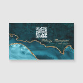 Turquoise - Teal en Goud Agate QR Code (Voorkant)