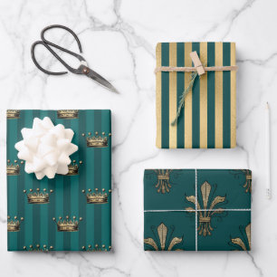 Turquoise - Teal en Goud Paris Thema Inpakpapier Vel