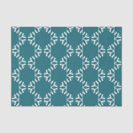 Turquoise Teal en Wit Sneeuwvlokken Patroon Tissuepapier